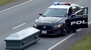 Policjant zatrzymał karawan za przekroczenie prędkości i postanowił sprawdzić trumnę – to, co zobaczył w środku, zmroziło mu krew w żyłach