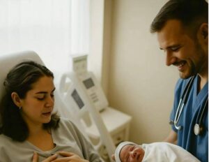 Lekarz odbiera trudny poród swojej byłej dziewczyny, ale gdy tylko widzi noworodka, zamiera z przerażenia