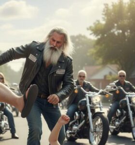 „Zejdź z drogi, kaleko!” — krzyk, kopniak i upadek. Sekundy później 99 motocyklistów zatrzymało się i cały świat wstrzymał oddech.