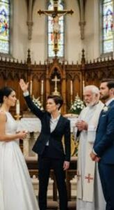 Na ślubie siostra posadziła mnie przy samym końcu sali, ale nagle nieznajomy nachylił się do mnie i cicho powiedział: „Udawaj, że jesteśmy parą — a twoja siostra tego bardzo pożałuje”.