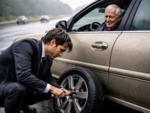 Zatrzymałem się na autostradzie, żeby pomóc starszej parze z przebitą oponą i wtedy wydawało się to zwykłym aktem dobroci. Ale tydzień później mama zadzwoniła do mnie z przerażeniem w głosie: „Czemu nam nie powiedziałeś? Jesteś w telewizji!”