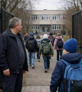 Każdego ranka stał przed bramą szkoły i śledził dzieci uważnym, nieruchomym wzrokiem…