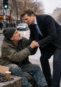 Bogaty biznesmen od miesięcy pomagał bezdomnemu w pobliżu swojego biura, aż pewnego dnia starzec nagle chwycił go za rękę i powiedział: „Zawsze mi pomagałeś, teraz moja kolej”.