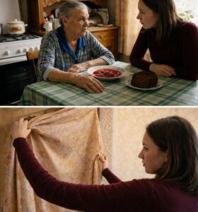 Babcia od dziesięciu lat zasłaniała w przedpokoju lustro ciężką tkaniną. My, wnuki, próbowaliśmy odkryć powód, ale ona nigdy nie odpowiadała. Dopiero po jej śmierci zdecydowałam się zdjąć materiał — i to, co zobaczyłam pod nim, wbiło mnie w przerażenie.