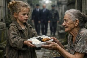 Każdego dnia mała bezdomna dziewczynka dzieliła się połową swojej jedynej kolacji ze starszą kobietą… aż pewnego dnia ochroniarze i milioner zmienili wszystko