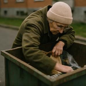 Każdego ranka siedemdziesięciodziewięcioletnia kobieta grzebała w koszach na śmieci na swoim podwórku. Wszyscy myśleli, że szuka czegoś do jedzenia… ale prawda, kiedy wychodziła na zewnątrz, była o wiele mroczniejsza, wręcz nie do zniesienia.