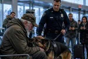 Na lotnisku pracownicy zauważyli dziwnego starszego mężczyznę siedzącego nieruchomo i wzbudzającego podejrzenia. Na miejsce przybył policjant i wydał swojemu psu służbowemu rozkaz zaatakowania starszego mężczyzny i sprawdzenia go, ale zamiast zaatakować, pies podszedł do mężczyzny i…