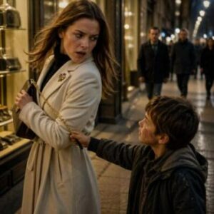 — Odejdź ode mnie! — kobieta odepchnęła chłopca gwałtownym ruchem, przekonana, że ma do czynienia ze zwykłym kieszonkowcem.