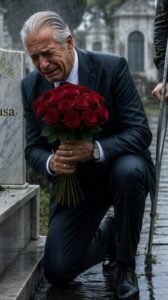 Miliarder płakał na grobie swojego syna na cmentarzu… kiedy głos zza nagrobka wyszeptał: „Tato… to nie jest mój grób.”