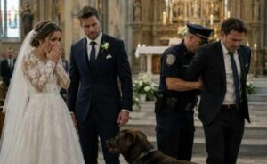 Podczas ceremonii ślubnej, tuż przed wejściem panny młodej do ołtarza, jej pies ugryzł rąbek sukni i zaczął wściekle szczekać. Wszyscy goście, łącznie z samą panną młodą, myśleli, że pies oszalał, dopóki to się nie stało... 😨